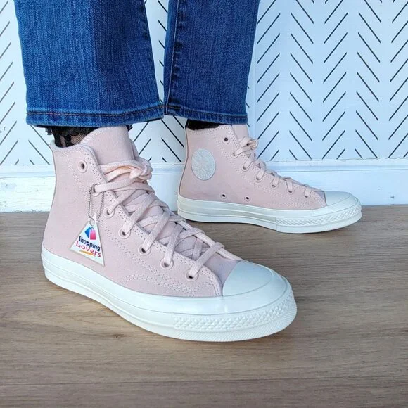 ❤️Converse Chuck 70 Hi Suede Pebble Pink Size 8.5 Women's Shoes Sneakers A07901C